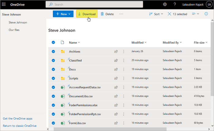 download from onedrive