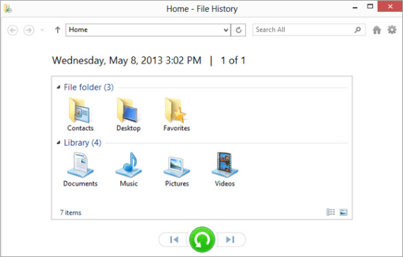 restore file to recover folder
