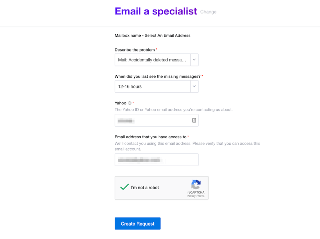 email a specialist to recover deleted yahoo emails