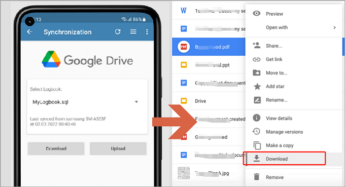restore from google drive on android