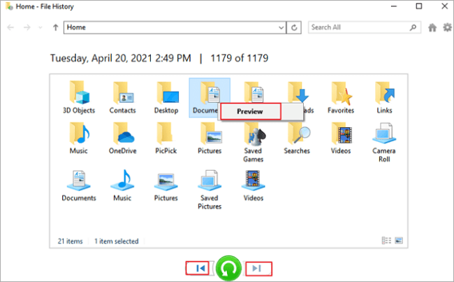 restore lost data from file history
