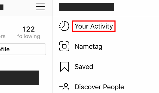 your activity on instagram