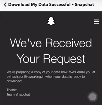 download my snapchat data successful