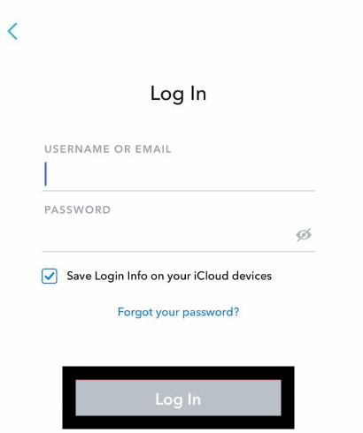 log in snapchat account