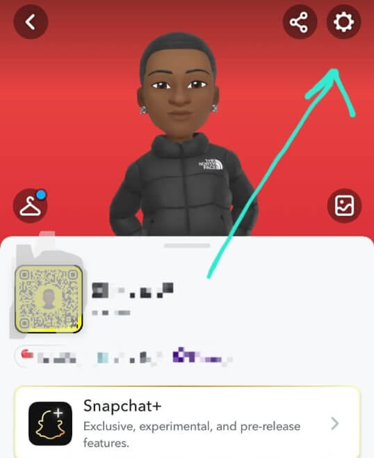 snapchat cog button