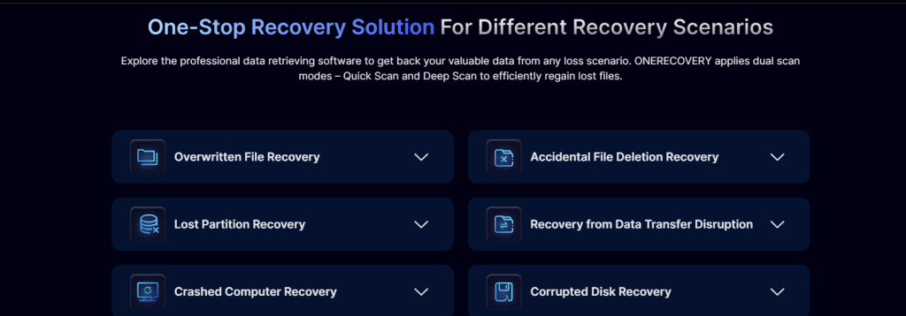 different recovery scenarios onerecovery supports