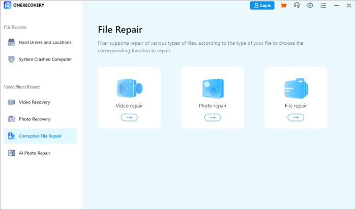 choose file repair in onerecovery