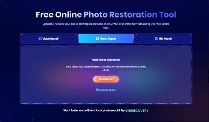 download repaired photo from onerecovery