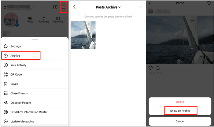 restore deleted instagram photos via archive