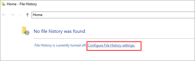 the button configure file history settings