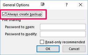 tick always create backup