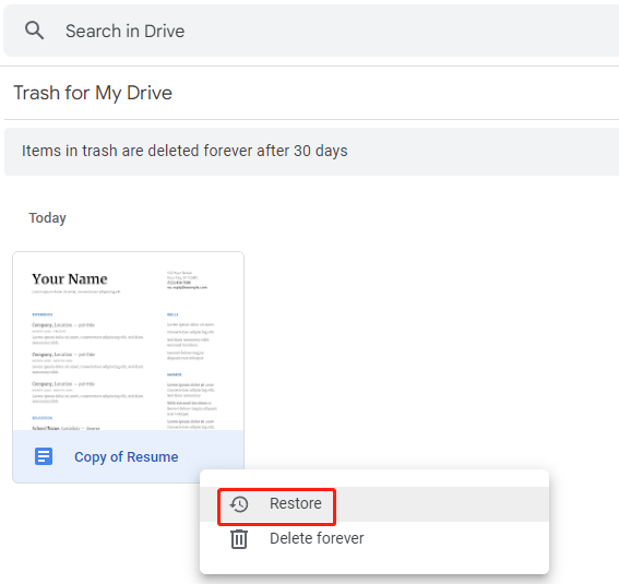  Recover Deleted Sheets from Google Drive