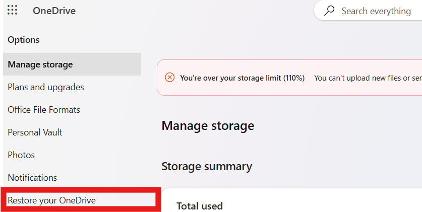 Restore your OneDrive button