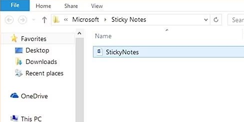 find the Sticky Notes (.SNT) file