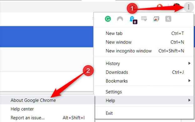 about google chrome button