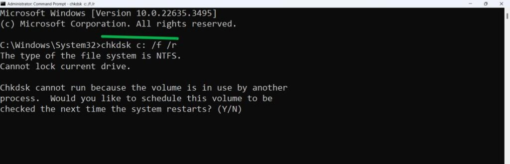 chkdsk command prompt