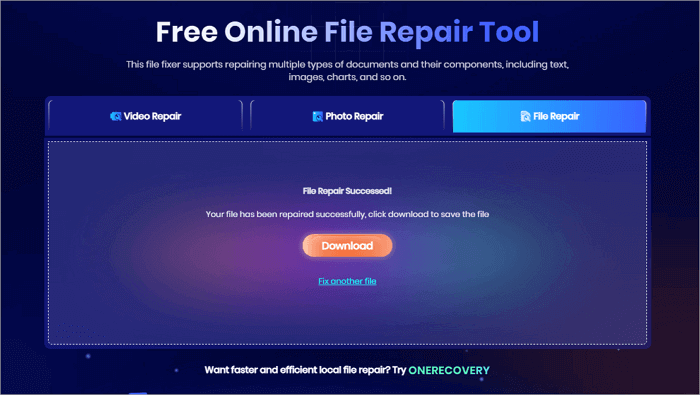 download repaired files from onerecovery