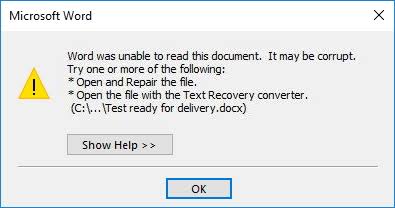 Error Message on DOCX File