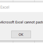 excel cannot paste the data