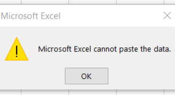 How to Fix Microsoft Excel Cannot Paste the Data Error?