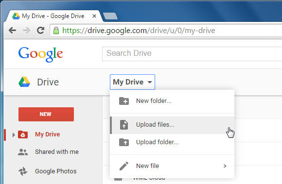 google drive upload files