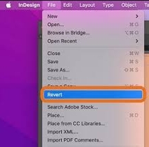 indesign revert button