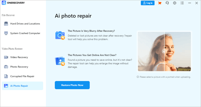 launch onerecovery to fix pixelated pictures