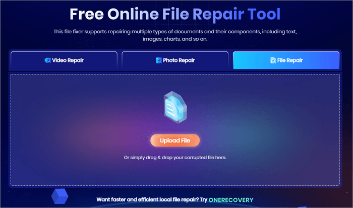 onerecovery online file repair tool