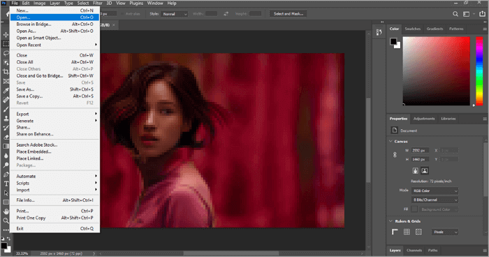 open pixelated images in photoshop