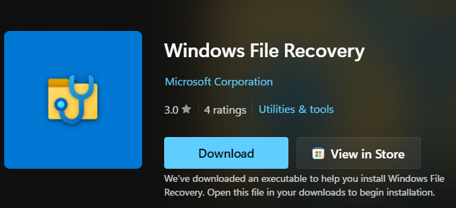 open windows file recovery tool