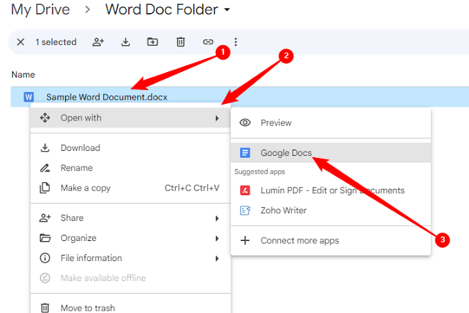 open with Google Docs