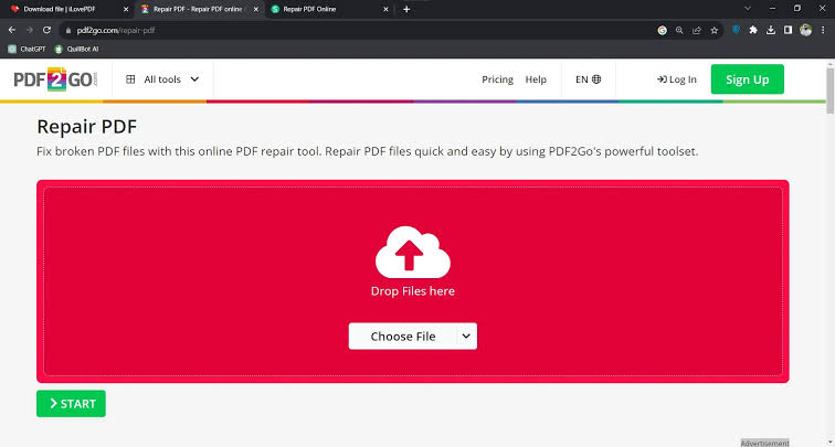 pdf2go online pdf fixer