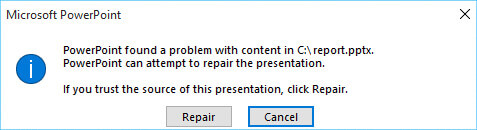 ppt found a problem with content
