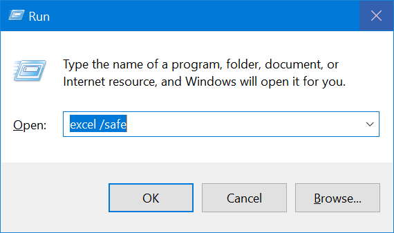 press windows +R, type excel/safe
