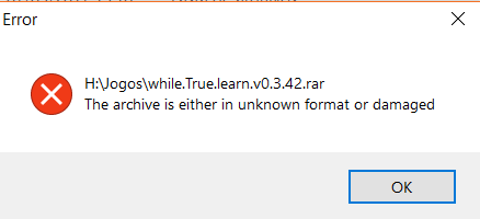 rar file transfer issues error