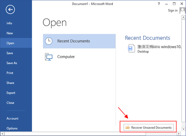 recover unsaved documents