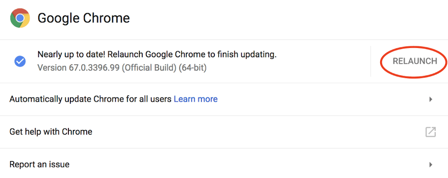 Relaunch google chrome