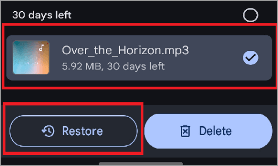 restore music file from google play