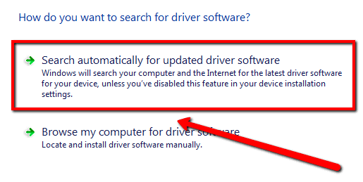 Search automatically for updated driver software