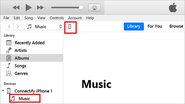 select music  in iphone library