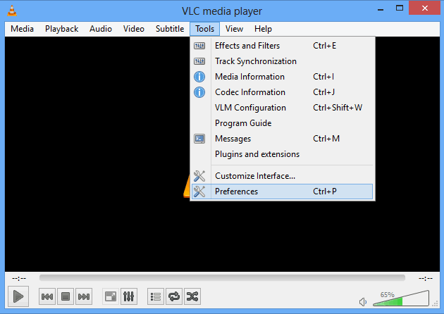 vlc select preferences