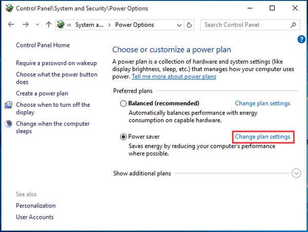 change plan settings