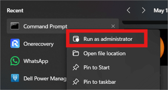 run cmd prompt as administrator