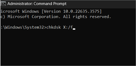 use chkdsk command in cmd