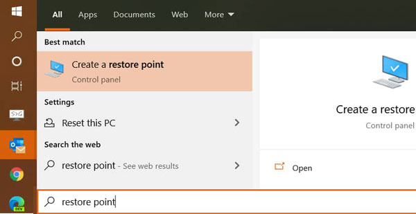 create a restore point