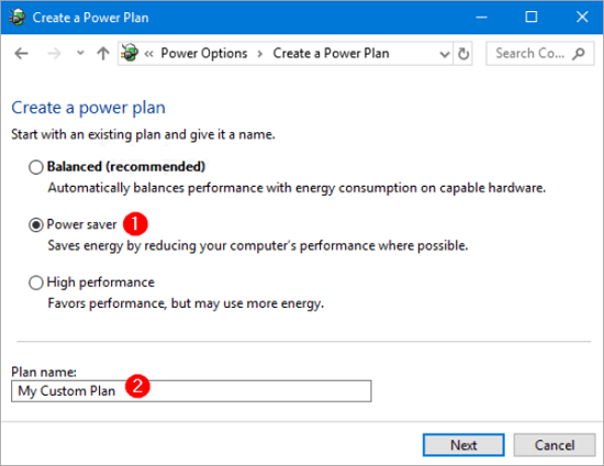 create power plan on windows