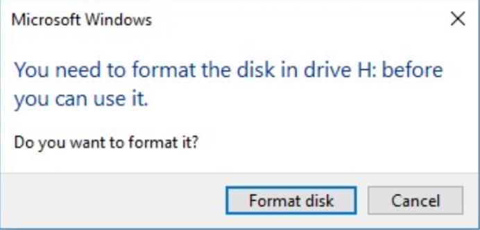 format the disk in drive