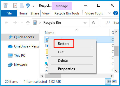 restore button