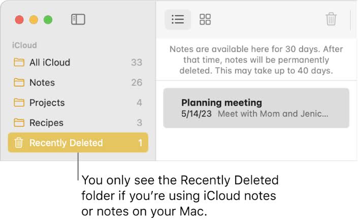 retrieve deleted or lost notes from iCloud