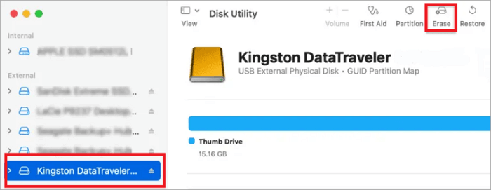 select erase in disk utility